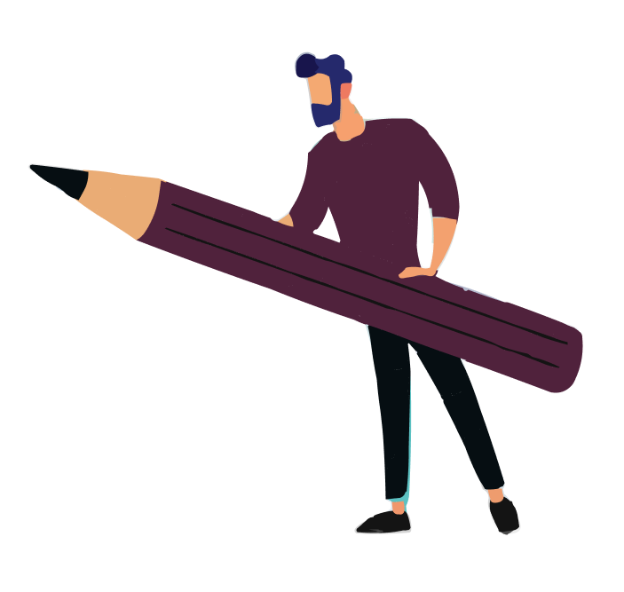 Boy holding a giant pencil illustration